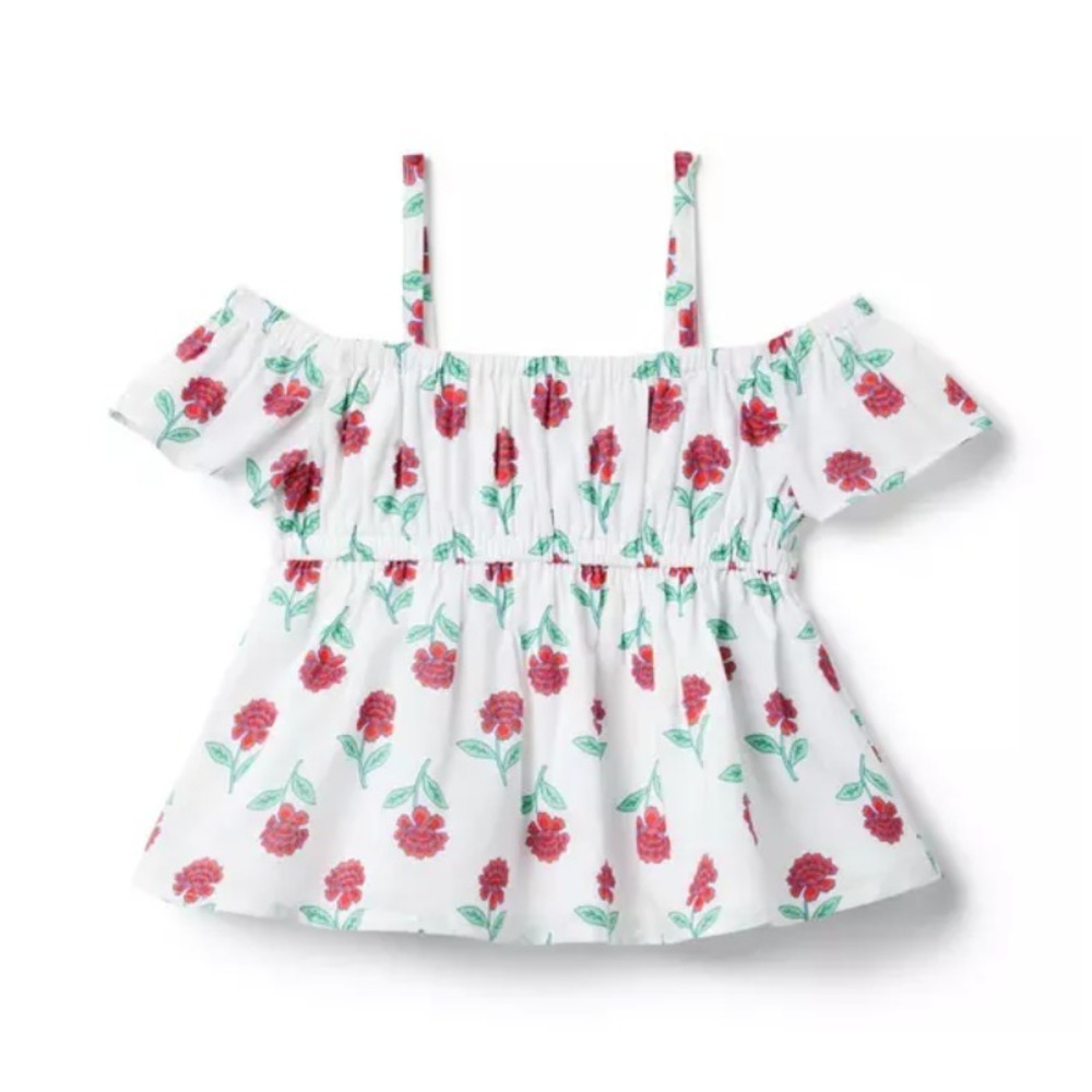 Janie and Jack Floral Cold Shoulder Top Size 6‎